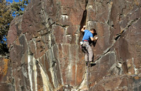 Mike Engle on a new (ish) 5.8 on the far left side of All American Wall; Jan 2, 2014