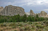 After the storm, Parking Lot Rock, Morning Glory Spire, and Swiss Cheese formations, City of Rocks